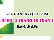 Giải bài 5 trang 10 Toán 10 Tập 2 SGK Chân trời sáng tạo